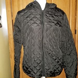 Black Quilted Fuzzy Lined Jacket